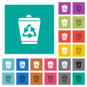 Recycle bin multi colored flat icons on plain square backgrounds. Included white and darker icon variations for hover or active effects. - Recycle bin square flat multi colored icons