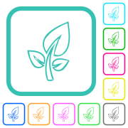 Sustainability outline vivid colored flat icons in curved borders on white background - Sustainability outline vivid colored flat icons