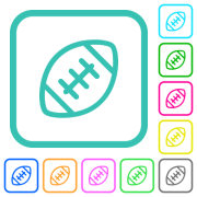 Rugby ball outline vivid colored flat icons in curved borders on white background - Rugby ball outline vivid colored flat icons