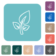 Sustainability outline white flat icons on color rounded square backgrounds - Sustainability outline rounded square flat icons