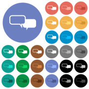 Chat bubbles multi colored flat icons on round backgrounds. Included white, light and dark icon variations for hover and active status effects, and bonus shades. - Chat bubbles round flat multi colored icons - Large thumbnail