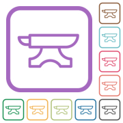 Anvil outline simple icons in color rounded square frames on white background - Anvil outline simple icons