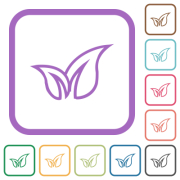 Eco Leaves Icon - Nature, Growth, Ecology Symbol in color rounded square frames on white background - Leaves outline simple icons
