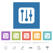 Settings Sliders flat white icons in square backgrounds. 6 bonus icons included. - Settings Sliders flat white icons in square backgrounds