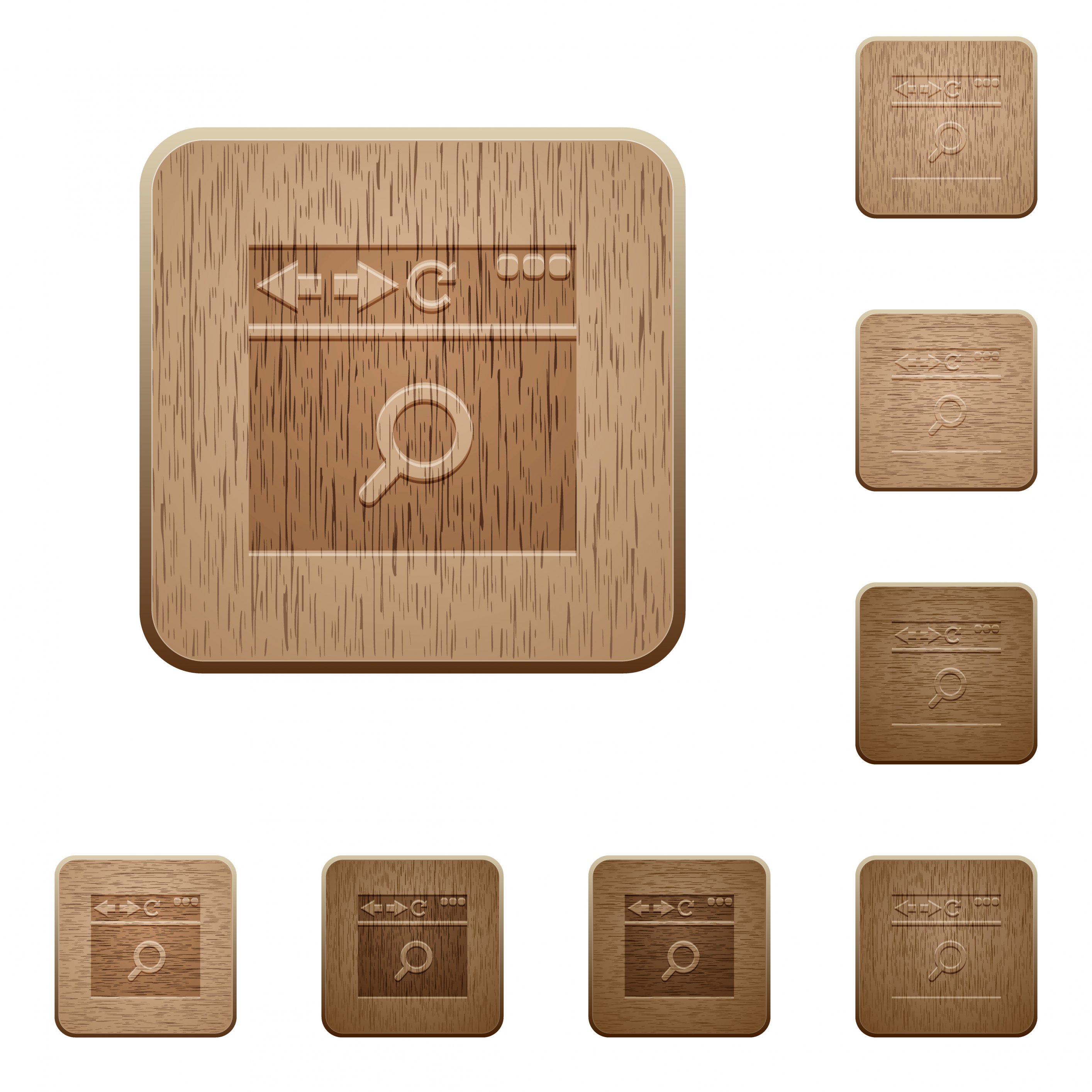 Browser search on rounded square carved wooden button styles - Free image