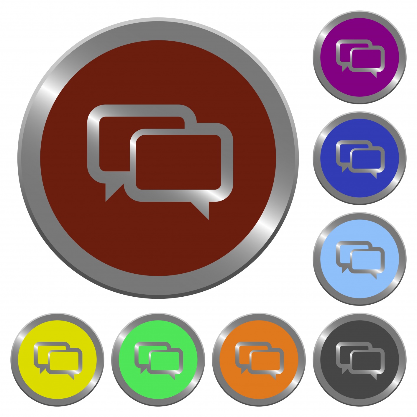 Set of glossy coin-like color chat bubbles buttons. - Free image