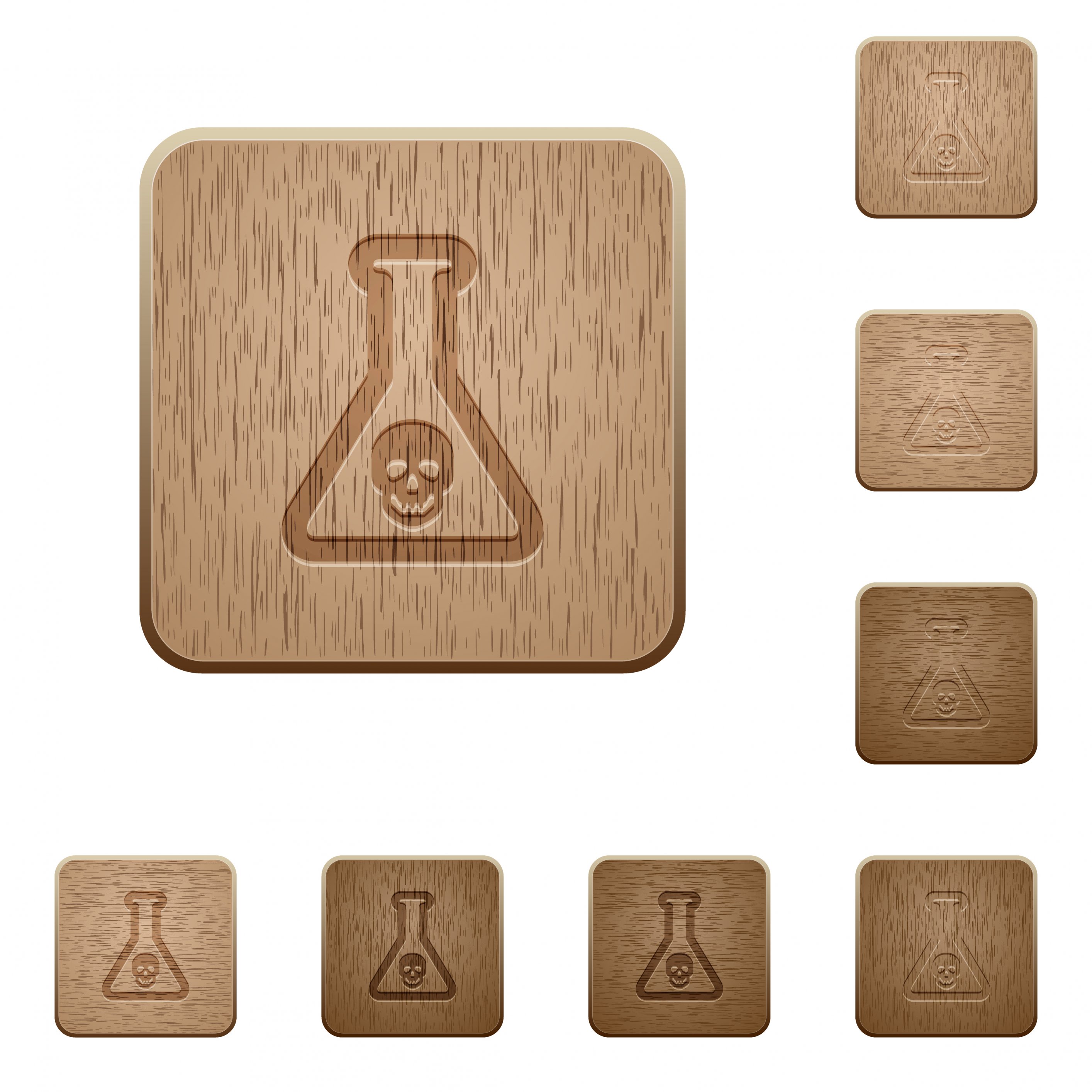 Dangerous chemical experiment on rounded square carved wooden button styles - Free image