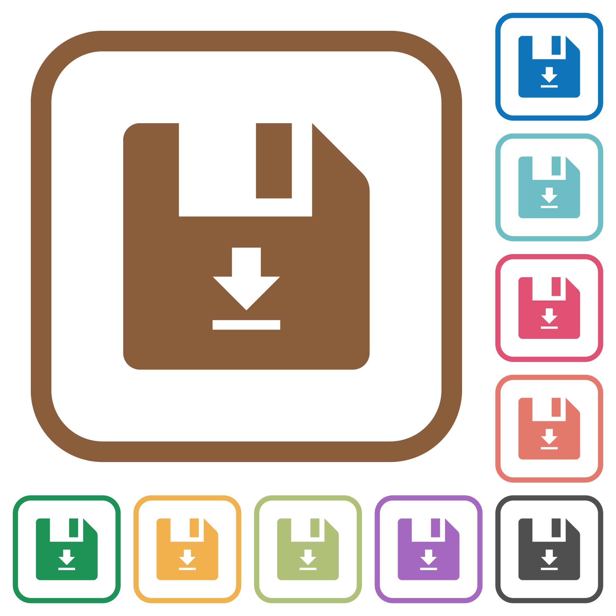 Download file simple icons in color rounded square frames on white background - Free image