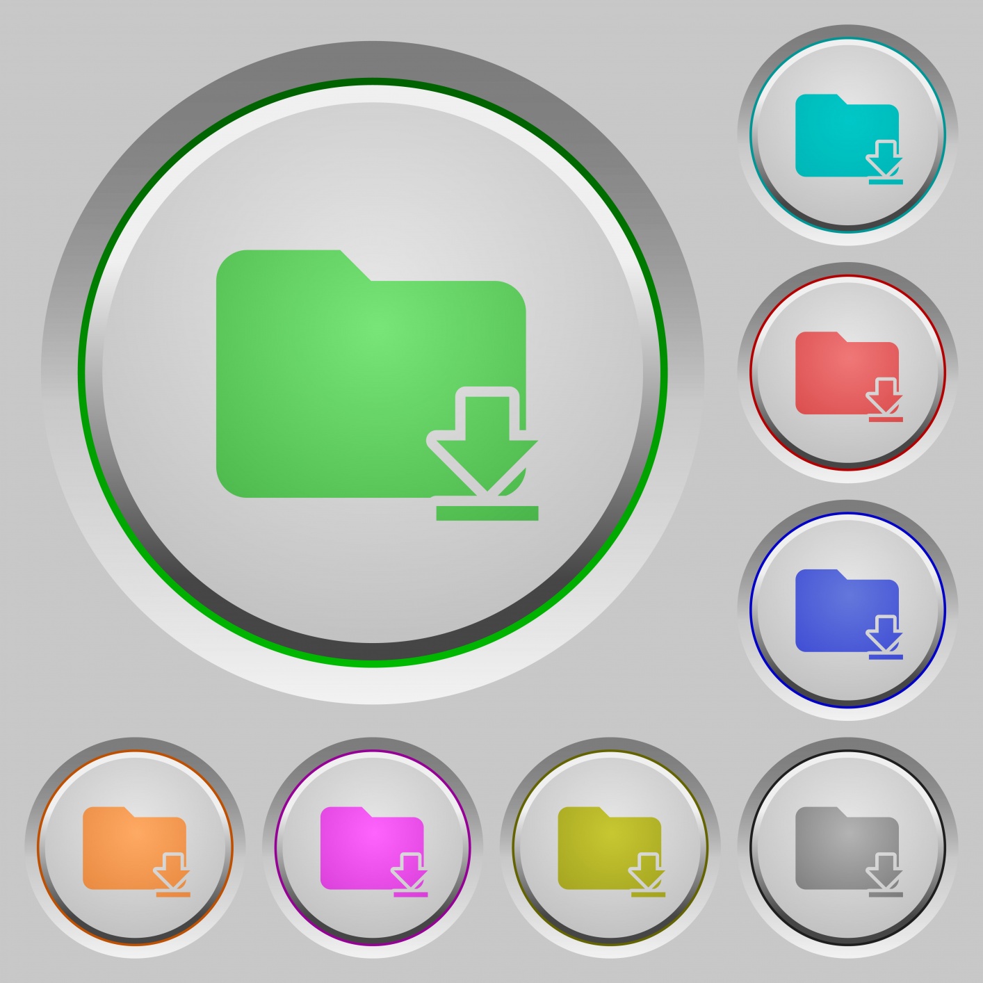 Download folder color icons on sunk push buttons - Free image