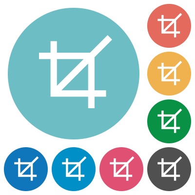 Flat crop tool icon set on round color background. - Free image