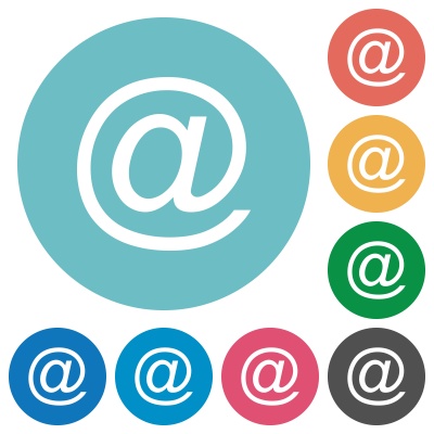 Flat email icon set on round color background. 8 color variations included with light teme. - Free image