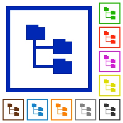 Set of color square framed Folder structure flat icons on white background - Free image