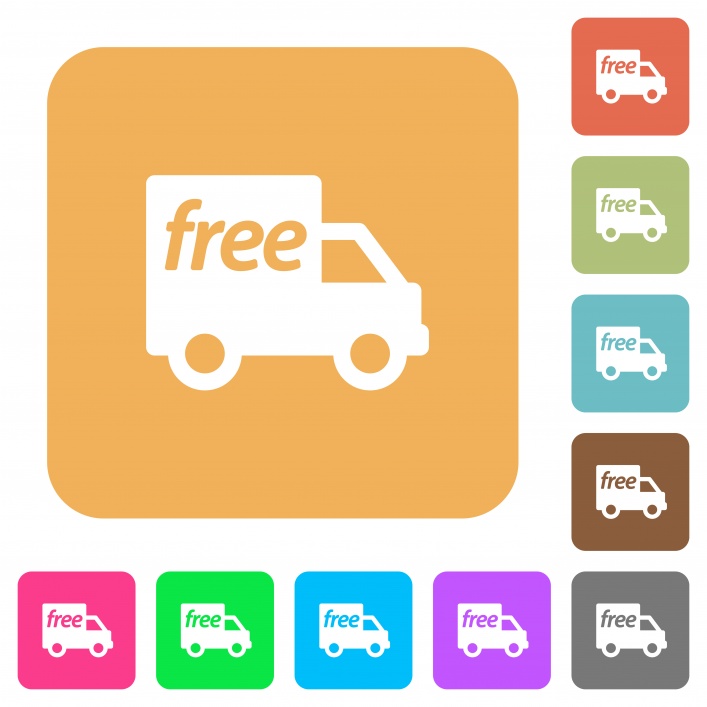 Free shipping icons on rounded square vivid color backgrounds. - Free image