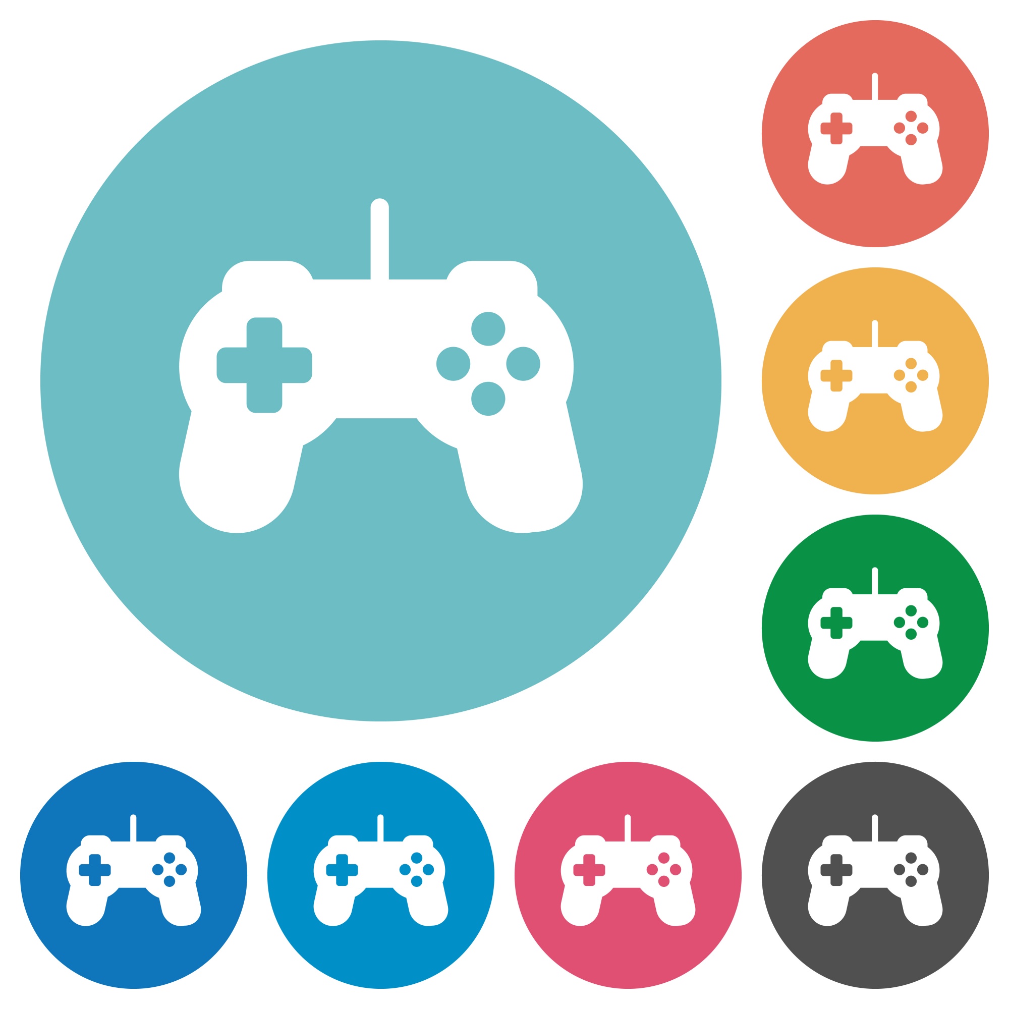Game controller white flat icons on color rounded square backgrounds - Free image