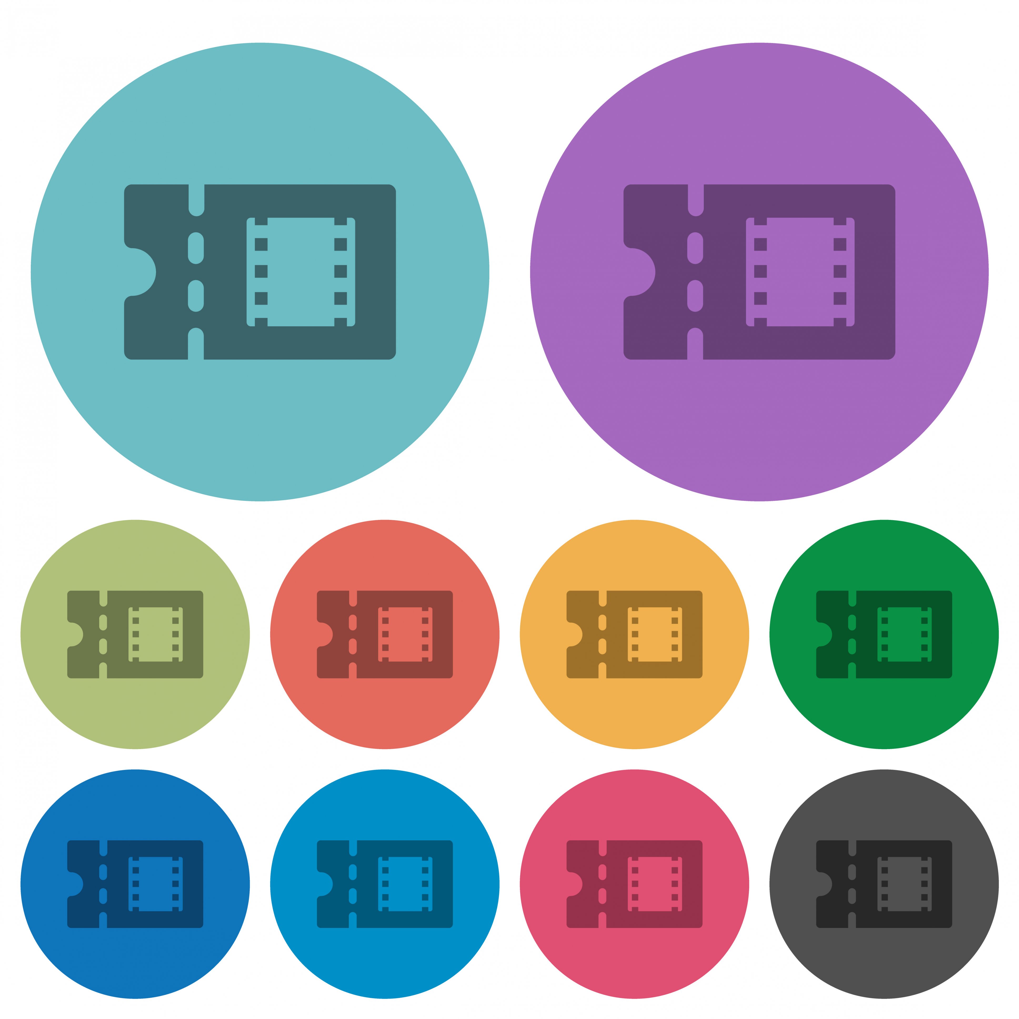Movie discount coupon darker flat icons on color round background - Free image