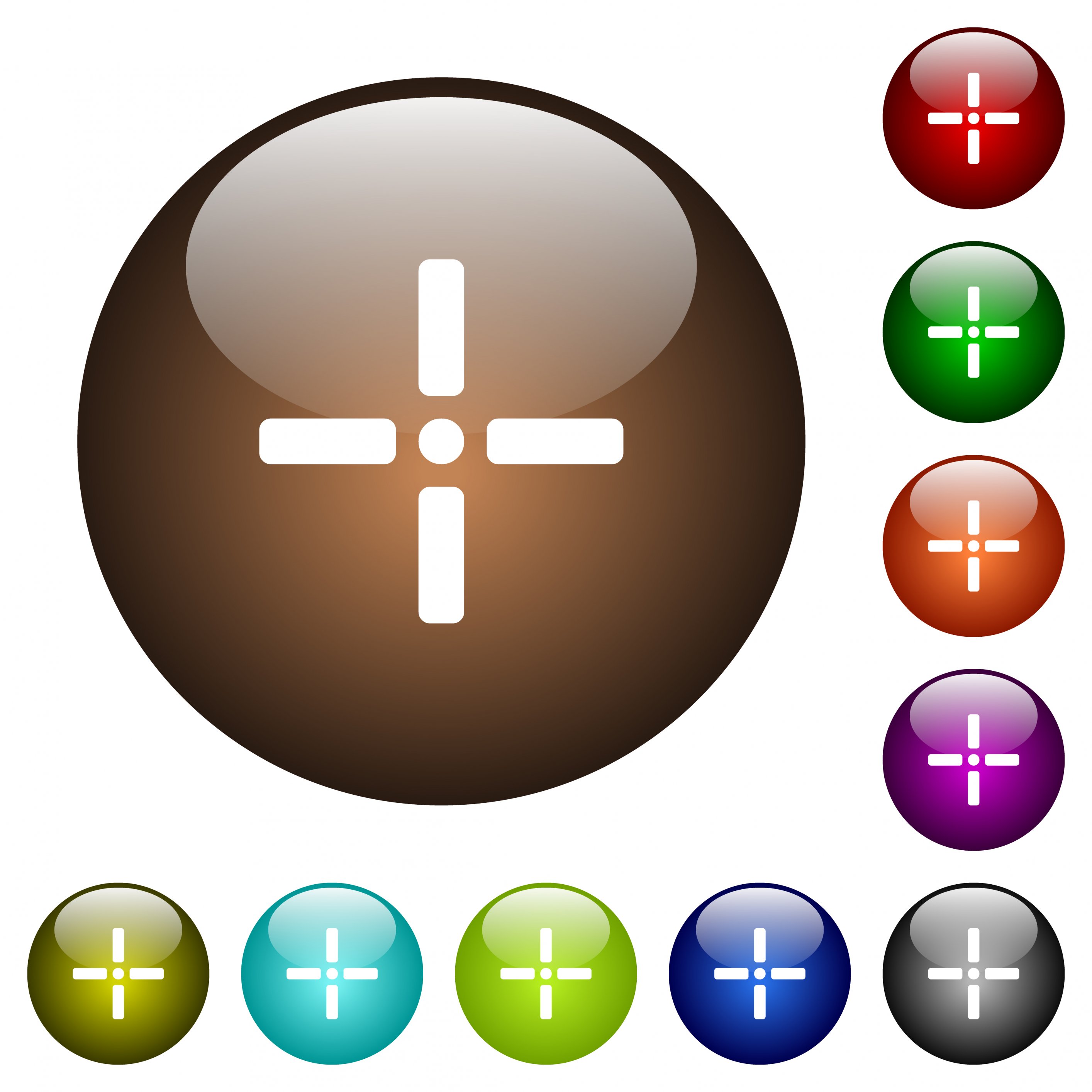 Precise cursor white icons on round color glass buttons - Free image