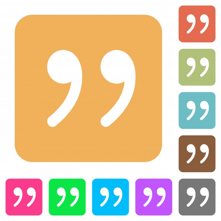 Quotation mark icons on rounded square vivid color backgrounds. - Free image