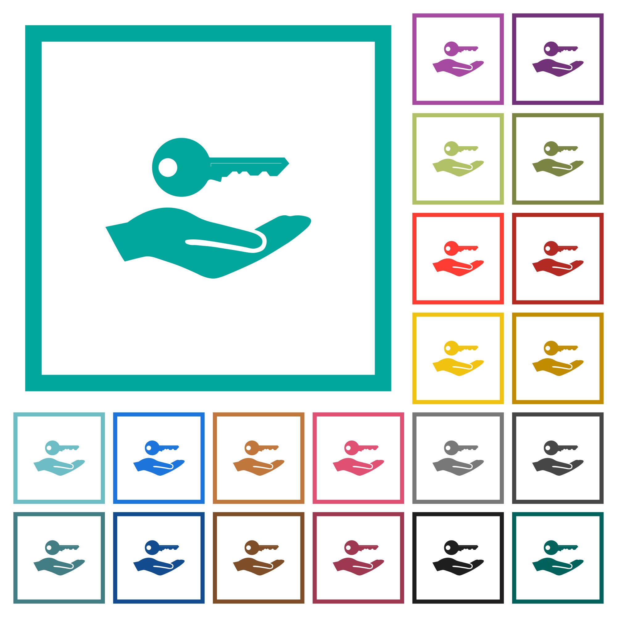 Security service flat color icons with quadrant frames on white background - Free image