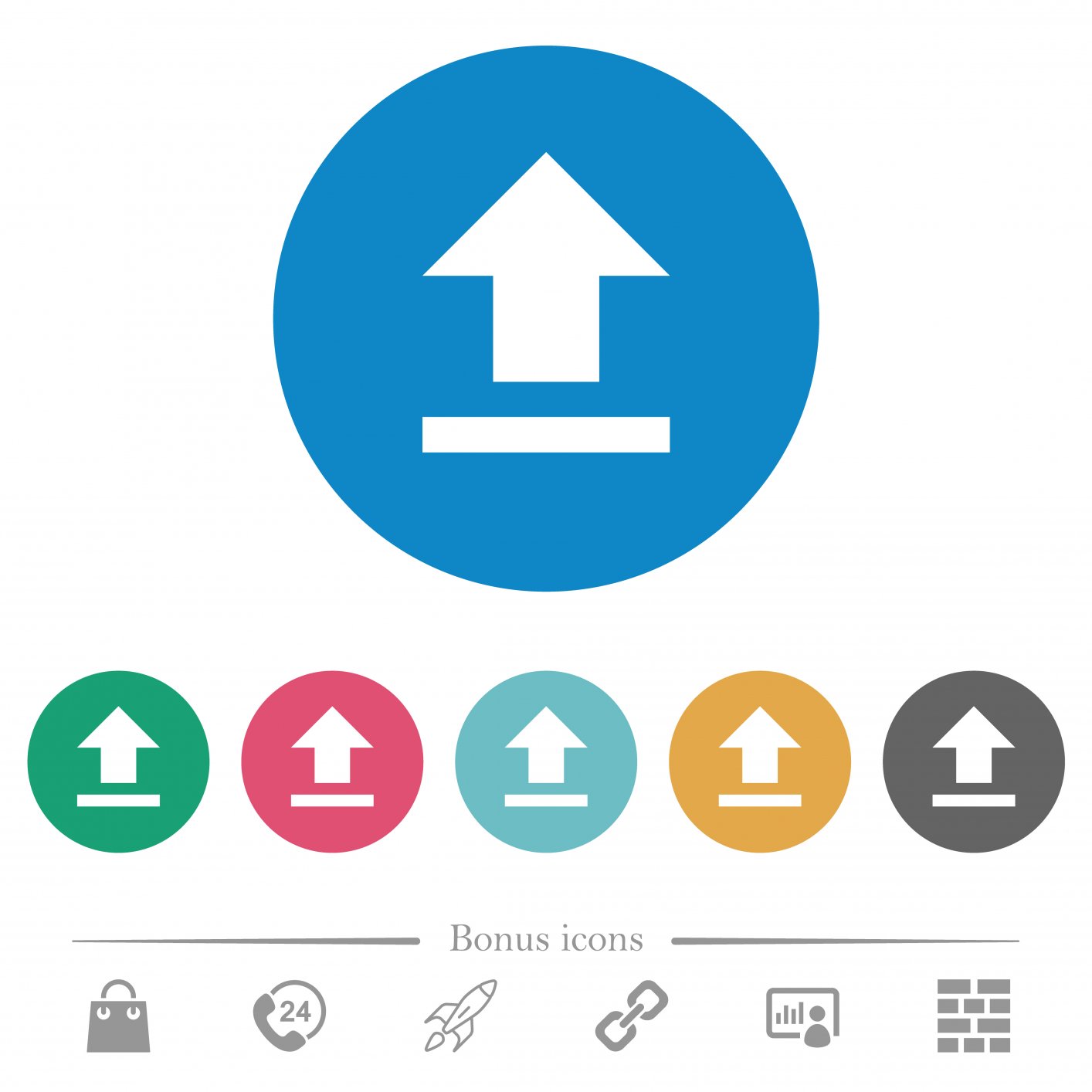 Upload flat white icons on round color backgrounds. 6 bonus icons included. - Free image