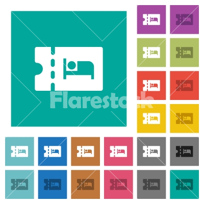 accommodation discount coupon square flat multi colored icons - accommodation discount coupon multi colored flat icons on plain square backgrounds. Included white and darker icon variations for hover or active effects.