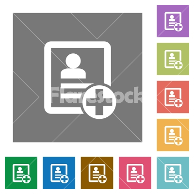 Add new contact square flat icons - Add new contact flat icons on simple color square backgrounds