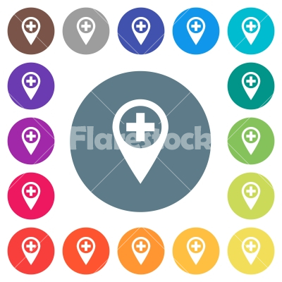 Add new GPS map location flat white icons on round color backgrounds - Add new GPS map location flat white icons on round color backgrounds. 17 background color variations are included.