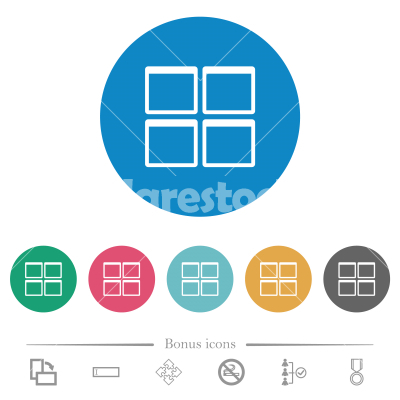 Admin dashboard panels flat round icons - Admin dashboard panels flat white icons on round color backgrounds. 6 bonus icons included.