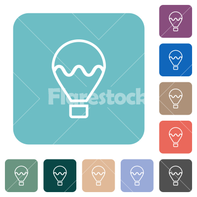Air balloon outline rounded square flat icons - Air balloon outline white flat icons on color rounded square backgrounds