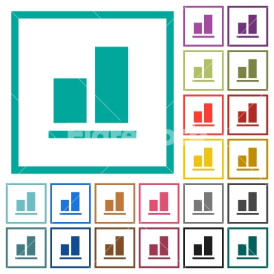 Align to bottom flat color icons with quadrant frames - Align to bottom flat color icons with quadrant frames on white background