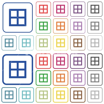 All borders outlined flat color icons - All borders color flat icons in rounded square frames. Thin and thick versions included.