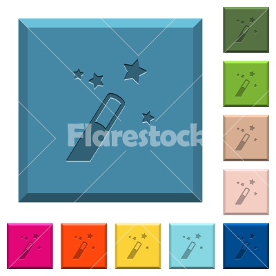 Application wizard engraved icons on edged square buttons - Application wizard engraved icons on edged square buttons in various trendy colors