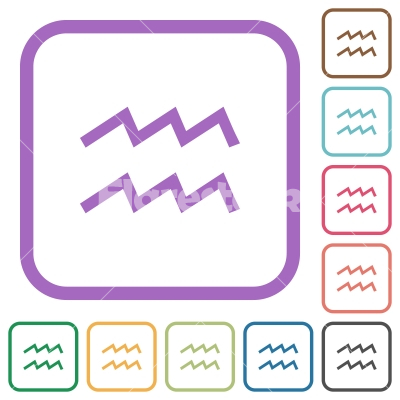 aquarius zodiac symbol simple icons - aquarius zodiac symbol simple icons in color rounded square frames on white background