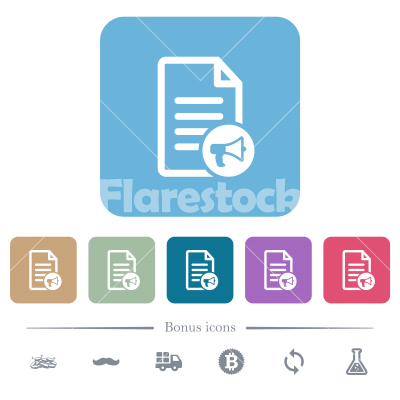 Audiobook flat icons on color rounded square backgrounds - Audiobook white flat icons on color rounded square backgrounds. 6 bonus icons included