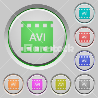 AVI movie format push buttons - AVI movie format color icons on sunk push buttons