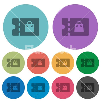 Bag discount coupon color darker flat icons - Bag discount coupon darker flat icons on color round background