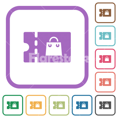 Bag discount coupon simple icons - Bag discount coupon simple icons in color rounded square frames on white background