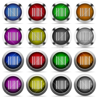 Barcode button set - Set of barcode glossy web buttons. Arranged layer structure.