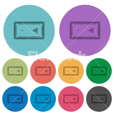 Billiard table initial state color darker flat icons - Billiard table initial state darker flat icons on color round background