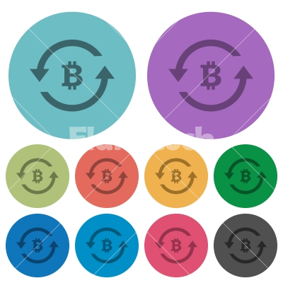 Bitcoin pay back color darker flat icons - Bitcoin pay back darker flat icons on color round background