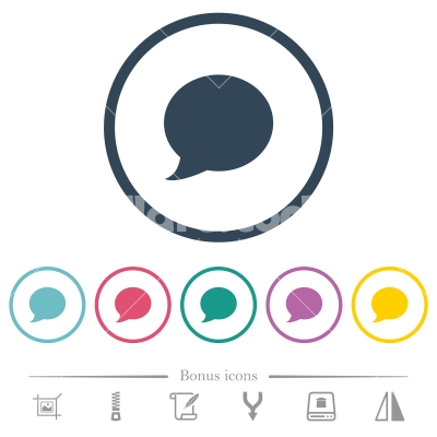 Blog comment bubble flat color icons in round outlines - Blog comment bubble flat color icons in round outlines. 6 bonus icons included.