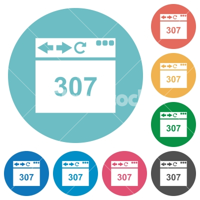 Browser 307 temporary redirect flat round icons - Browser 307 temporary redirect flat white icons on round color backgrounds