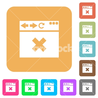 Browser cancel rounded square flat icons - Browser cancel flat icons on rounded square vivid color backgrounds.