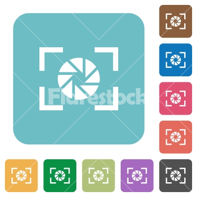 Camera aperture setting rounded square flat icons - Camera aperture setting white flat icons on color rounded square backgrounds