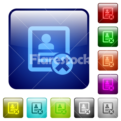 Cancel contact color square buttons - Cancel contact icons in rounded square color glossy button set
