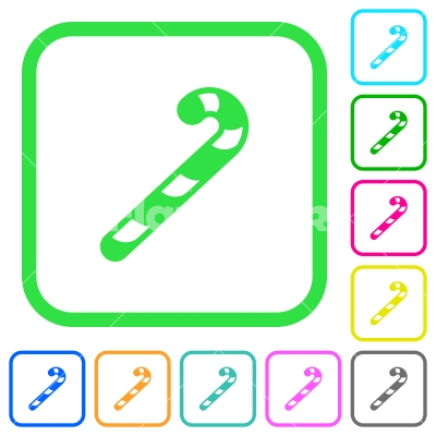 Candy canes vivid colored flat icons - Candy canes vivid colored flat icons in curved borders on white background