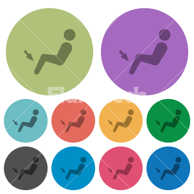 Car air flow direction foot color darker flat icons - Car air flow direction foot darker flat icons on color round background