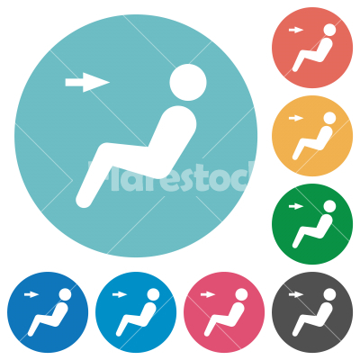 Car air flow direction head flat round icons - Car air flow direction head flat white icons on round color backgrounds