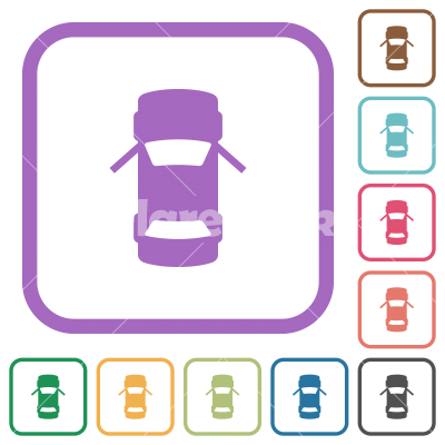 Car open front doors dashboard indicator simple icons - Car open front doors dashboard indicator simple icons in color rounded square frames on white background