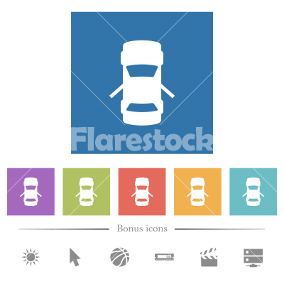 Car open rear doors dashboard indicator flat white icons in square backgrounds - Car open rear doors dashboard indicator flat white icons in square backgrounds. 6 bonus icons included.