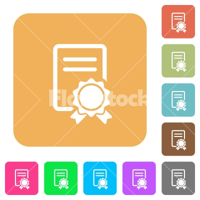 Certificate rounded square flat icons - Certificate flat icons on rounded square vivid color backgrounds.
